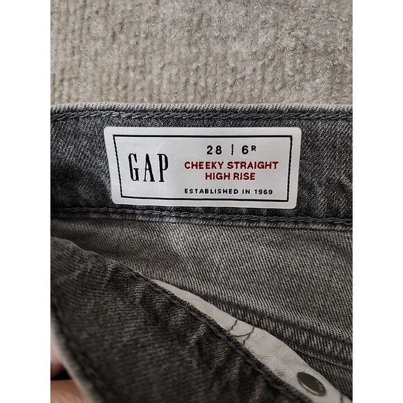 Gap Cheeky Straight Leg Ankle Jeans Womens 28 6 Gray Button Fly Raw Hem - Picture 7 of 9
